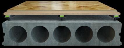 Granab Effektiv stegljudsdämpning och luftljudsisolering för alternativa ljudklasser. Torr installationsmetod, monteras på råbjälklaget utan våta ytavjämningar.