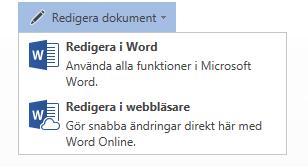 Då kan du direkt välja var i OneDrive du vill spara filen. 1. I OneDrive klickar du på Nytt. 2. Välj Worddokument. Nu kan du direkt börja arbeta i din Word-fil online.