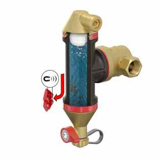 Flamco Smart: separerar 40 procent per cykel. Supermagneter Fyra supermagneter av neodym har införlivats i logotypen på utsidan av Flamco Clean Smart och Flamcovent Clean Smart (fig. A).