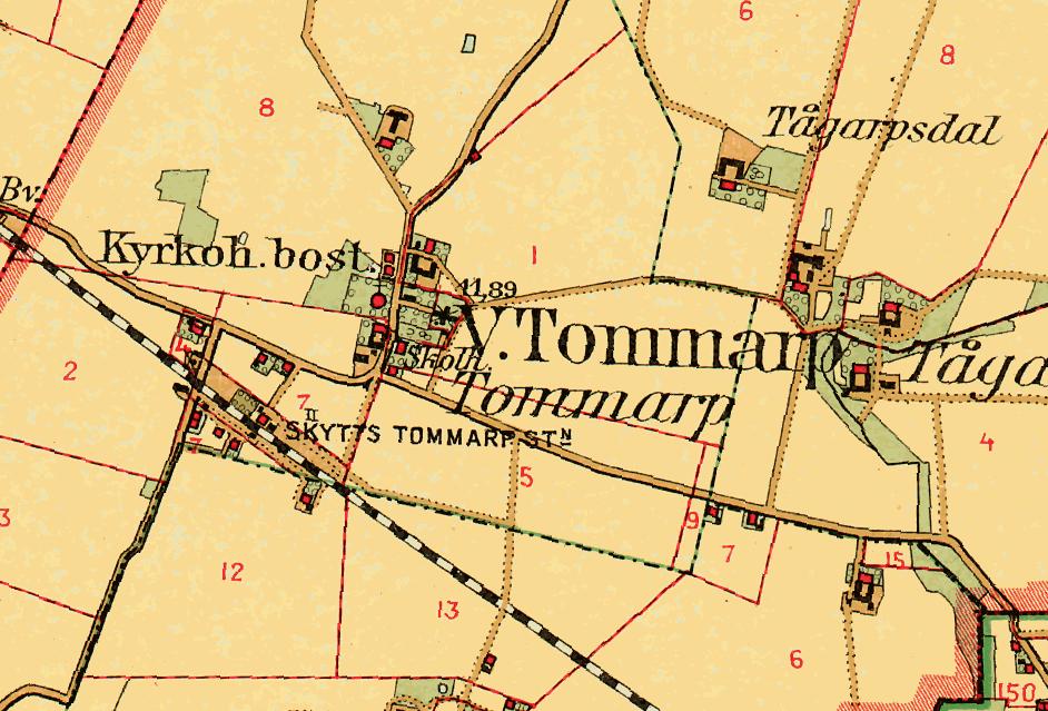 Västra Tommarp på Häradsekonomiska kartan