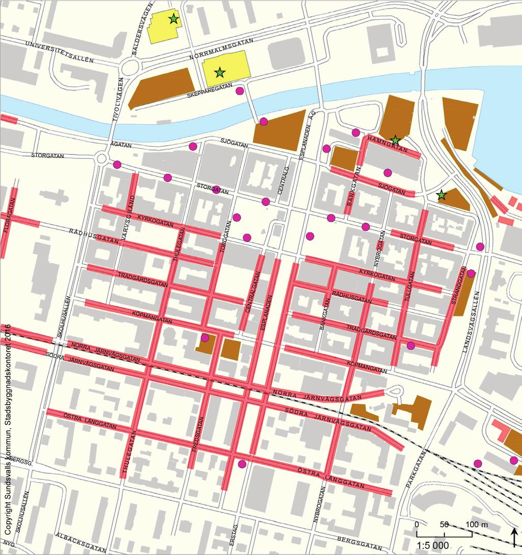 2.3 Utnyttjande av attraktiv mark Det finns mycket mark som idag upptas av kvartersparkeringar i stadens centrum, vilket har en klart negativ inverkan på skapandet av en attraktiv innerstad.