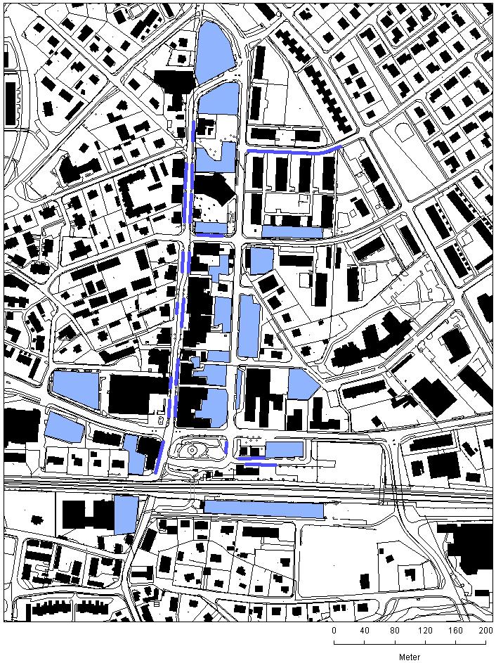 Längs med Kungsgatan som går parallellt med Centrumgatan, finns det kantparkeringar längs med gatan, vilket blivit som en hastighetsdämpande åtgärd.