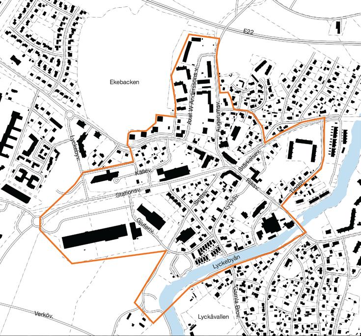 Områdesbeskrivning Planprogrammet omfattar Lyckeby centrum och dess närområde enligt kartan nedan.