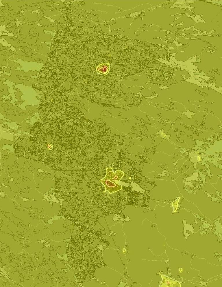 Beräknade halter (årsmedelvärde) av partiklar (PM 10 ) ligger på 14-16 g/m 3 i Osby tätort, 14-17 i Lönsboda (urban bakgrund) och 13 g/m 3 på landsbygden.