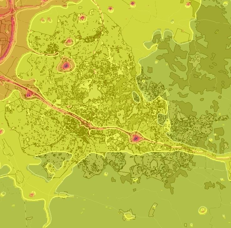 Beräknade halter (årsmedelvärde) av partiklar (PM 10 ) ligger på 14 g/m 3 i Svedalas tätort (urban bakgrund) och 13 g/m 3 på landsbygden.