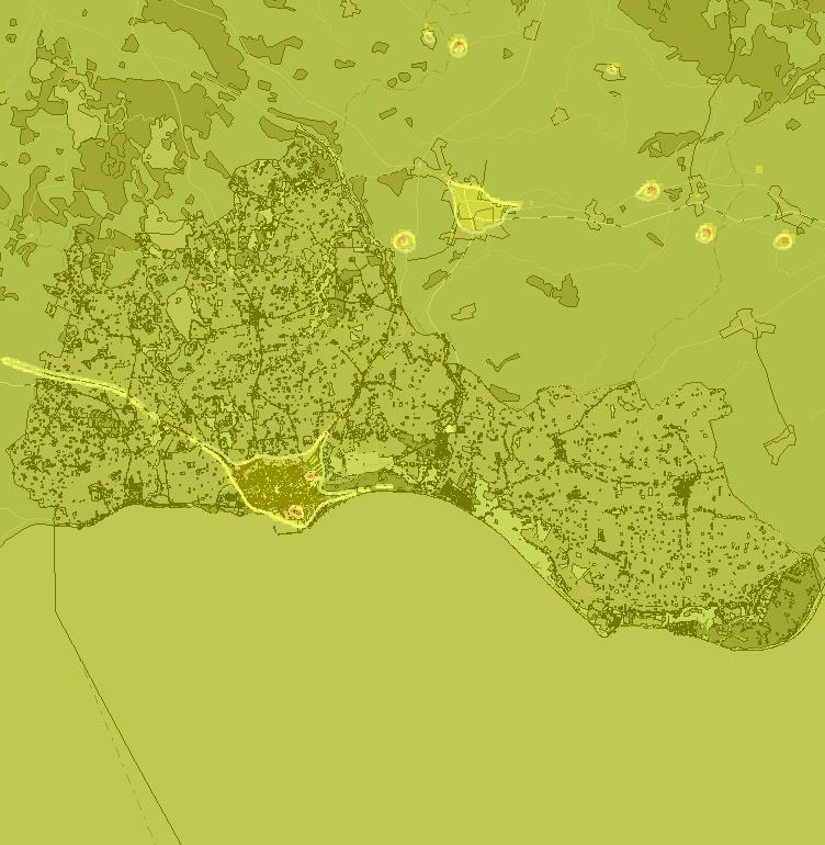 Beräknade halter (årsmedelvärde) av partiklar (PM 10 ) ligger på 14-15 g/m 3 i Ystad tätort (urban bakgrund) och 13 g/m 3 på landsbygden.