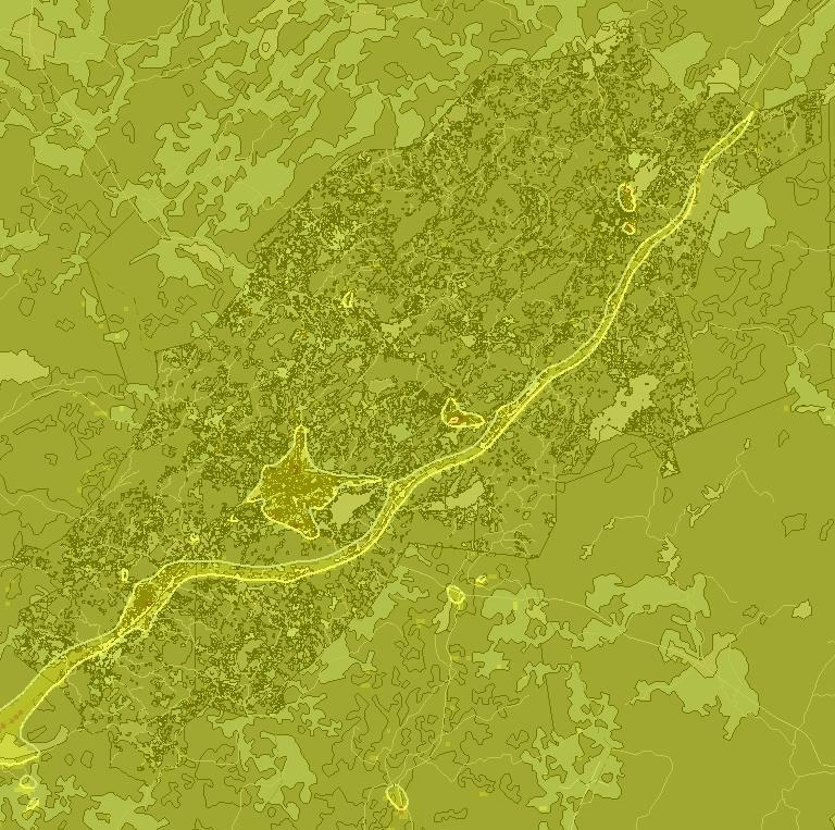 Beräknade halter (årsmedelvärde) av partiklar (PM 10 ) ligger på 14-15 g/m 3 i Örkelljungas tätort (urban bakgrund) och 13 g/m 3 på landsbygden.