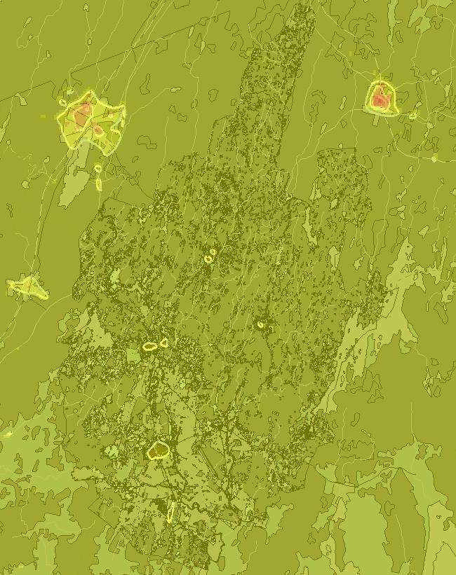 Beräknade halter (årsmedelvärde) av partiklar (PM 10 ) ligger på 14 g/m 3 i Broby och Knisslinge tätort (urban bakgrund) och 13 g/m 3 på landsbygden.