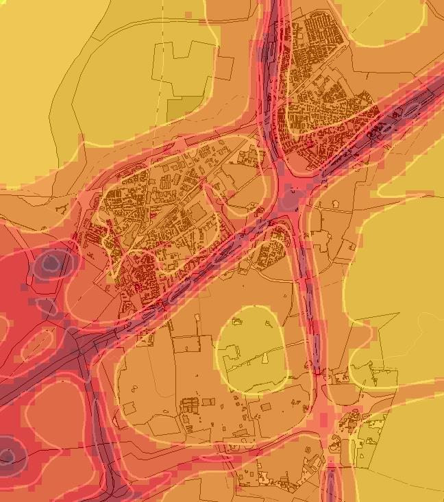 Beräknade halter (årsmedelvärde) av partiklar (PM 10 ) ligger på 14-18 g/m 3 i Burlövs tätort (urban bakgrund). Halterna ligger under normen och den nedre utvärderingströskeln.
