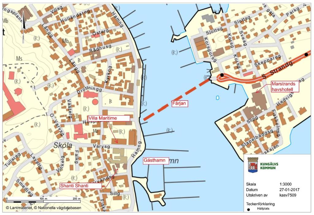 Planområdet Figur 4. Verksamheter i närheten av planområdet. 3.3 Övrig information Enligt uppgifter från Kungälvs kommun har det förekommit klagomål på störande ljud från restaurangerna i närområdet.