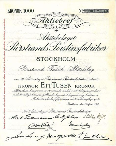 88 Gefle Porslinsfabriks AB, 1 000 kr, 1922, Gefle, Ej i