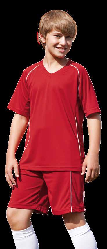 funktionsmaterial Ventilerande och snabbtorkande, fuktighetsreglerande, lätt och komfortabel Kontrasterande infällningar Utsida (140 g/m²): 100% polyester röd royal grön gul/ orange/ röd/