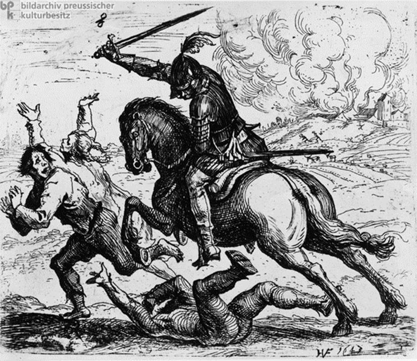 Illustration av den tyske konstnären Hans Ulrich Franck (1595-1675) som skildrade 30-åriga krigets fasor.