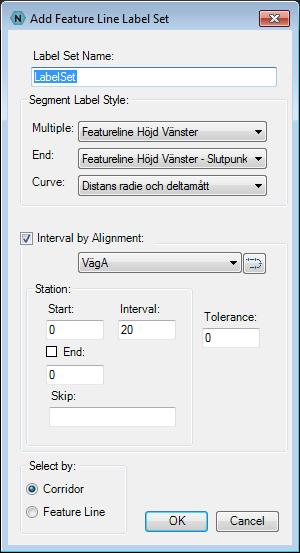 Skapa höjd-etikett längs F-linje Ribbon / Palette: Naviate Väg / Väg Tool Palette/Tab: Naviate Väg / 50.