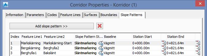 Rock Stripping End P-Code med skapas numera även vid bakslänten, alltså tillsammans med Back Slope Endpoint Code, för att förenkla skapandet av släntmarkeringar, Slope Patterns, se