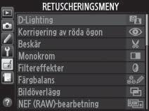 4 Placera markören på den valda menyn.