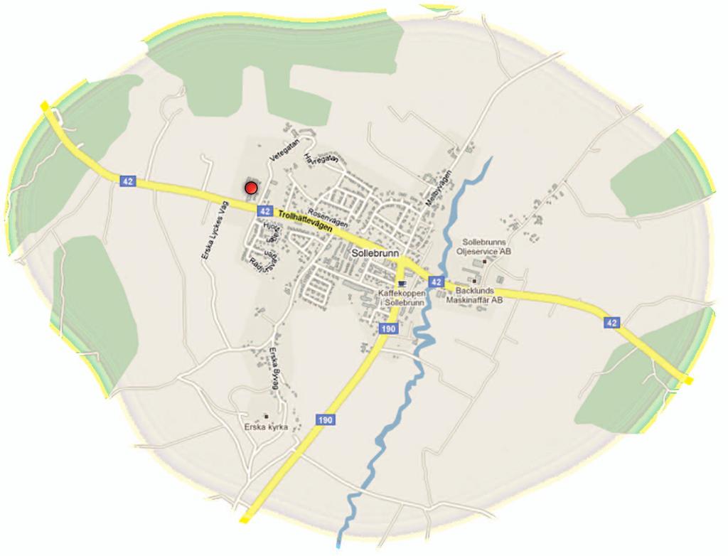 Du hittar oss längs riksväg 42 mellan Vårgårda (E20) och Trollhättan eller via väg 190 från Alingsås.