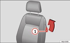 2 Ställa in sätets höjd Dra spaken uppåt eller tryck nedåt (vid behov flera gånger) från utgångsläget. Detta ställer in sätets höjd i steg.