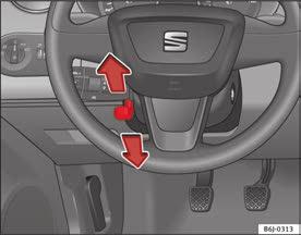 144 Köra Köra Styrning Ställa in rattpositionen Höjd och avstånd för ratten kan fritt ställas in så att de passar föraren.