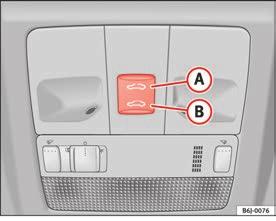 Öppna och stänga 95 Med fjärrkontrollen Håll låsnings-/upplåsningsknappen nedtryckt så att de eldrivna fönstren öppnas/stängs; om du slutar att trycka på knappen stannar fönstrets