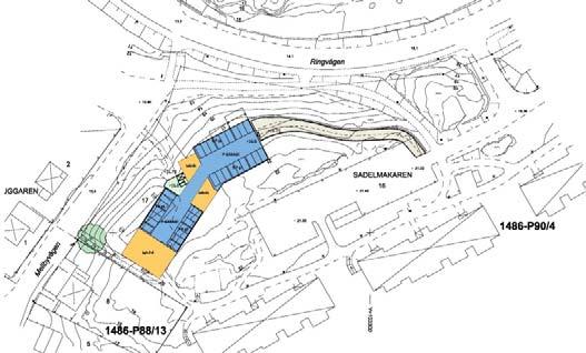 Detaljplan för Del av kv Sadelmakaren Öppningar runt husen kan fyllas med sprängsten och överst jordmassor för gräs-/planteringsytor eller markbeläggning.