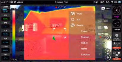 7Hz 9Hz FOV 55 x 43 ± 1 71 x 56 Pixel size 12 μm 12 μm Spectral band 8-14 μm 8-14 μm Accuracy ±3 C or ±5% NC Scene dynamic range -20 C 400 C -10 C - 180 C Additional camera 1920 x 1080 No Flight time