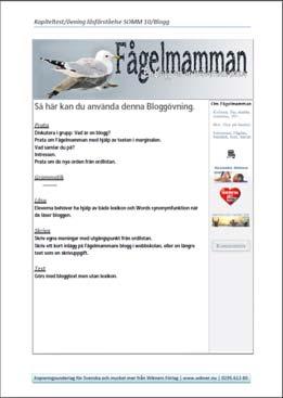 Hämta underlaget från lärarstöd/c kurs/läsförståelsetest. Prata om Fågelmamman med hjälp av texten i marginalen. Prata och ställ frågor utifrån orden i ordlistan. Vad är en hönsmamma?