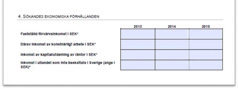 Om din inkomst 2014 skiljer sig mycket från vad du normalt sätt brukar deklarerar bör du kommentera detta. Det kan t.ex.