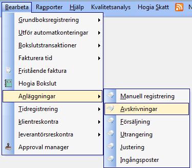 Månatliga avskrivningar Du är nu klar att börja använda programmet i den löpande verksamheten och kommer varje månad ha möjlighet att ta ut förslag på och genomföra