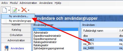 De personer som förses med ett användarkonto registreras också som låntagare. När en ny användare registreras måste man därför fylla i samma obligatoriska fält som vid en vanlig låntagarregistrering.