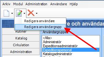 Dubbelklicka på den användargrupp som du vill ändra, eller markera den, klicka på knappen Redigera och välj Redigera användargrupp.