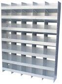 Alla delarna är grålackerade. Flera hyllor kan sammanmonteras. Max belastning per hyllplan 65 kg. Mått (lxbxh) 1000x400x1980 mm. Levereras i flat paket.