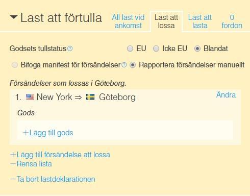 Hänvisning till summarisk införseldeklaration (MRN-nummer) för icke gemenskapsvaror som ska lossas i ankomsthamn (SE), anges i bifogat