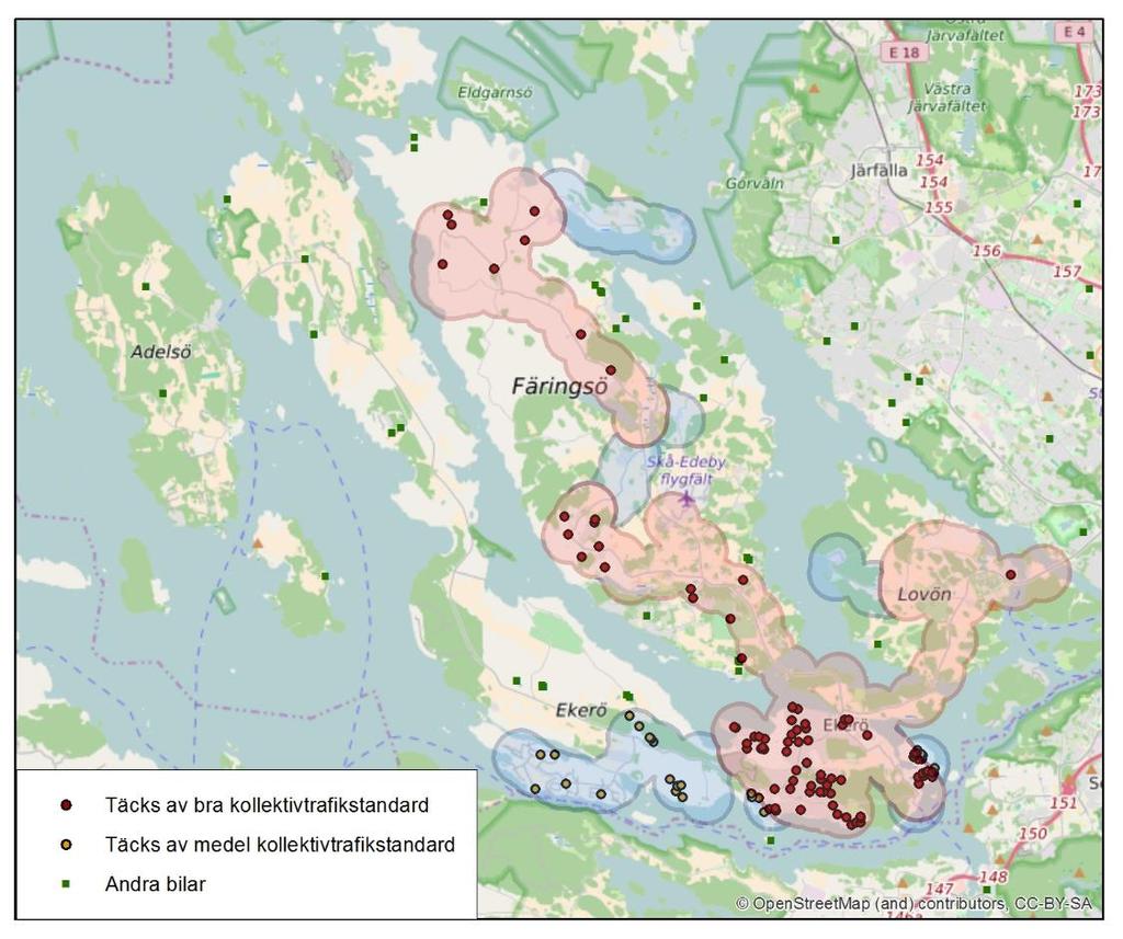 20 att nästan 60 bilar (25 %) av de totalt 230 bilar som parkerar vid infartsparkeringen kommer från en annan kommun.
