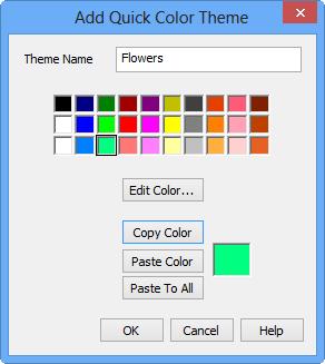 1 Klicka på knappen Add New (lägg till ny) i avsnittet Quick Colors (snabbfärger). Dialogrutan Add Quick Color Theme (lägg till snabbfärgstema) visas.