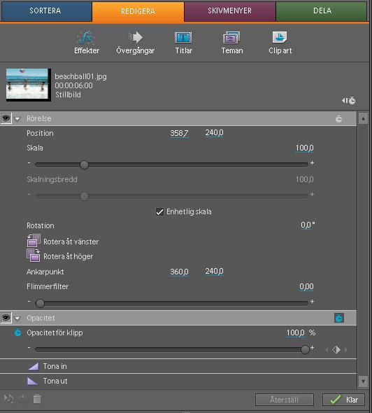 Arbetsyta i Adobe Premiere Elements 14 Arbetsytan Redigera med vyn över effektegenskaper Fler hjälpavsnitt Översikt över projektvyn på sidan 23 Lägga till filer i ett projekt på sidan 52 Visa klipp i