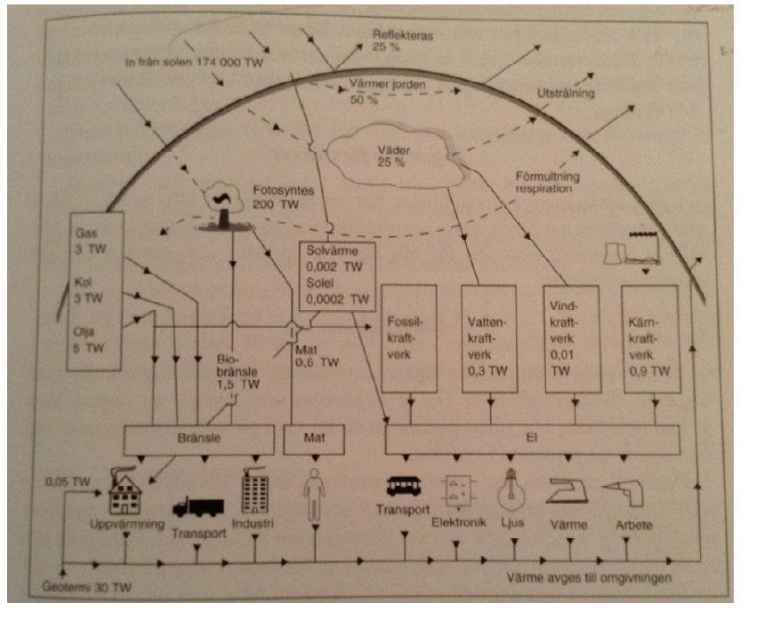 Jorden i energiflödet från solen Energin fördelas