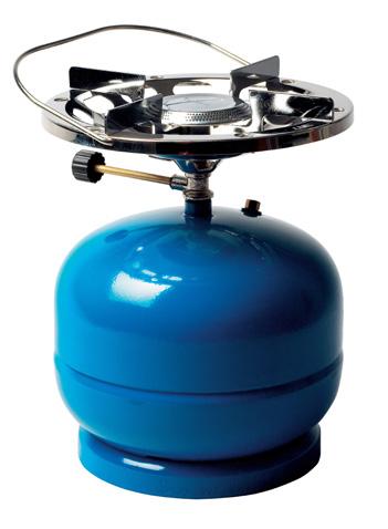Brännare, medföljande BPA-fri plastskål och en 100-grams gasbehållare går att packa i kastrullen. Gas.