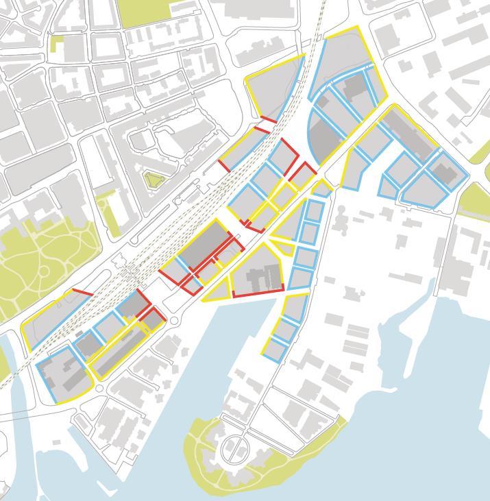 Stadsdelen ska i så hög grad som möjligt vara blandad till innehållet. Den blandade staden med många funktioner har bäst förutsättningar att alstra stadsliv under så stor del av dygnet som möjligt.