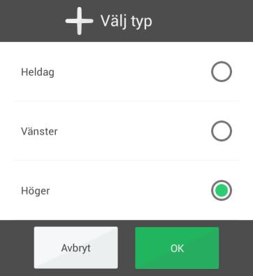 2.10.4 Välj typ Här väljer man vilken typ av aktivitet man vill lägga in. Beroende på inställning om kategori ska visas eller ej finns olika alternativ att välja på.