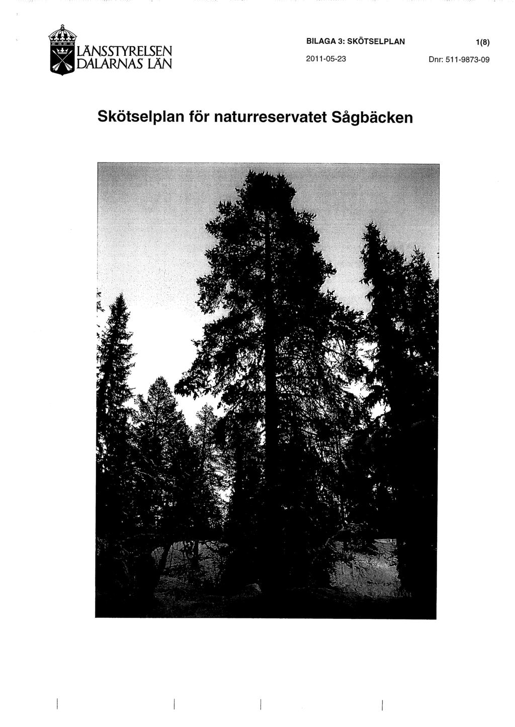LÄNSSTYRELSEN DALARNAS LÄN BILAGA 3: SKOTSELPLAN 1(8)