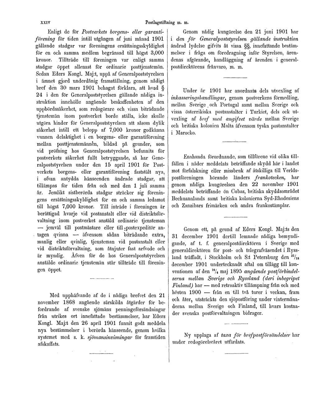 XXIV Postlagstiftning m.