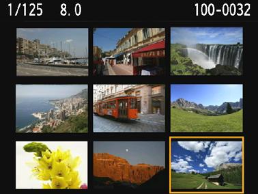 Genom att trycka på <u> kan du växla mellan visning av nio bilder, fyra bilder eller en bild. ç ç 3 Välj en bild.
