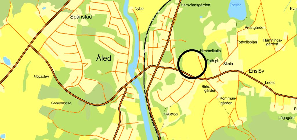 Planområdets läge i Åled MILJÖBEDÖMNING Riksdagen har antagit 16 miljökvalitetsmål. De miljömål som direkt eller indirekt berörs av detta planförslag är god bebyggd miljö och ett rikt odlingslandskap.
