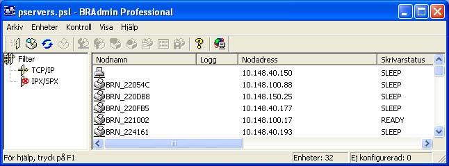 Konfigurera din nätverksskrivare Ställa in IP-adress och nätmask Använda verktyget BRAdmin Professional och TCP/IP-protokollet till att konfigurera din nätverksskrivare (endast Windows ) 2 Verktyget
