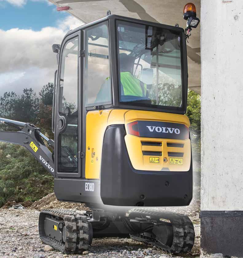 Bakre motvikt med hög profil En robust motvikt med bra slitstyrka skyddar alla viktiga komponenter.
