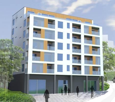 Ovanpå dessa byggs ytterligare en rad med stadsradhus som angörs via bostadsgården på parkeringsdäckets tak.