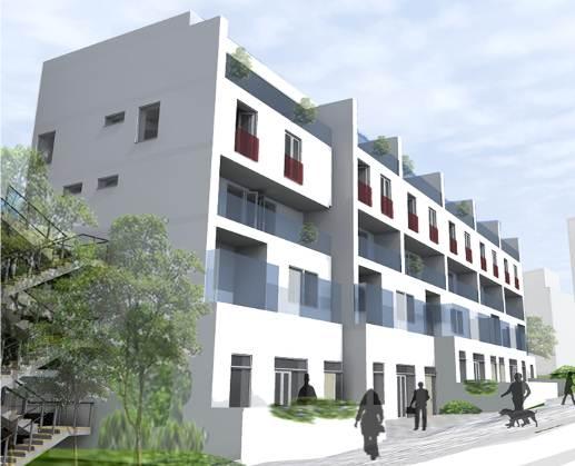 Parkeringsdäcket kan byggas in av bostadsbebyggelse. Däckets tak kan till viss del användas som bostadsgård och rymma komplementbyggnader till bostäderna.
