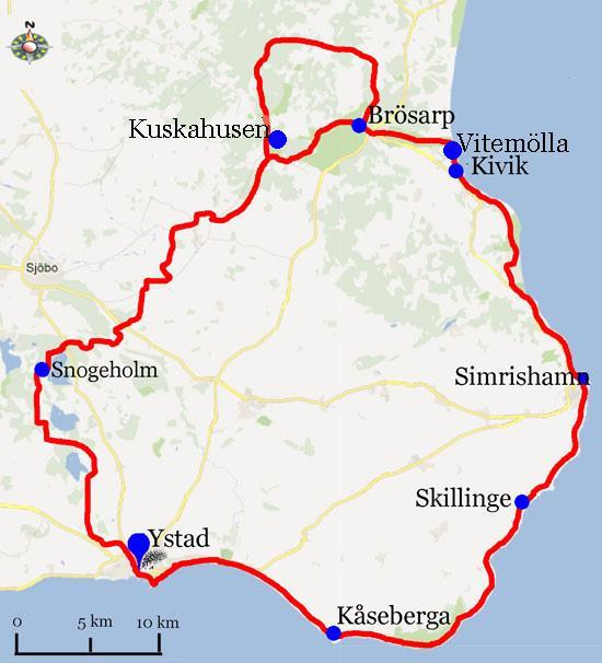 Österlenleden, Skilling Kuskahusen 5 nätter Sida 6 av 6 Österlenleden Skåneleden är uppdelad i sju olika leder, totalt cirka 1 000 km vandringsled och uppdelad i 78 dagsetapper.