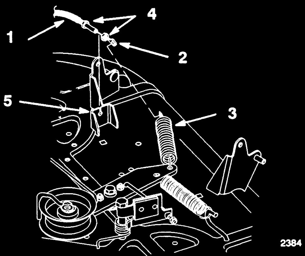 Underhåll 7. Ta bort låsmuttern från knivreglagets (kraftuttag) kabel vid fästet. Skjut bort kabeln från fästet (fig. 39). 8.